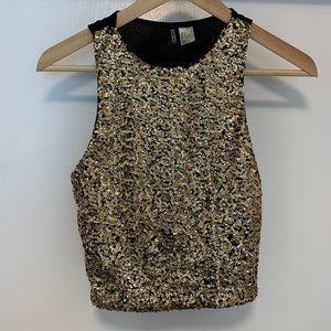 H&M Divided sequined crop tank top